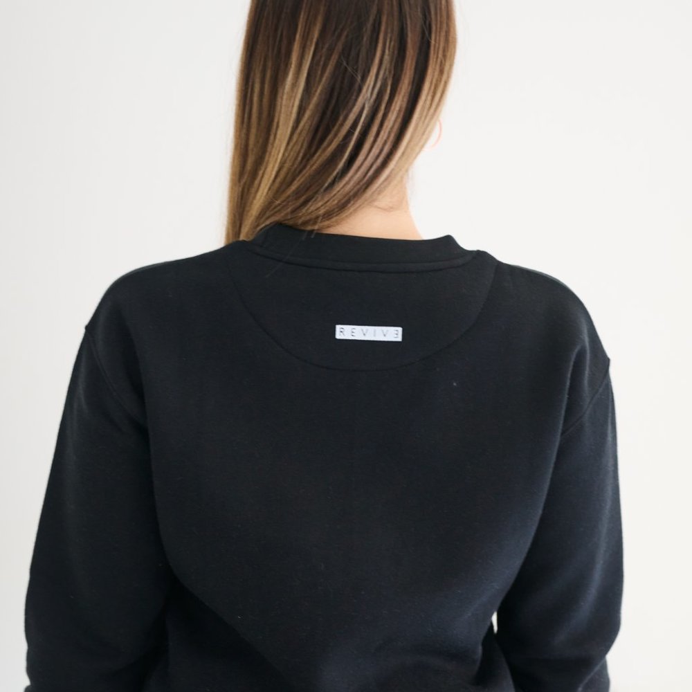 Revive Loungewear. Two Piece Lounge Set, Crewneck Sweatshirt and Jogger - Black - Picture 5 of 11